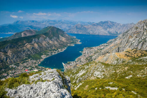 A View on The Bay of Kotor, Boka Kotorska, Bay of The Adriatic Sea from Lovcen national park in Montenegro.